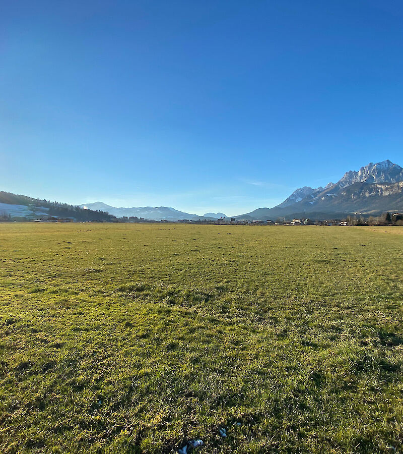 Baugrund mit freiem Blick auf das Kitzbüheler Horn und den Wilden Kaiser